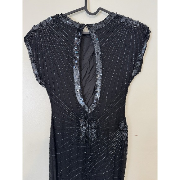 Vintage Oleg Cassini - Silk‎ Beaded Sequin Black Dress Size 6